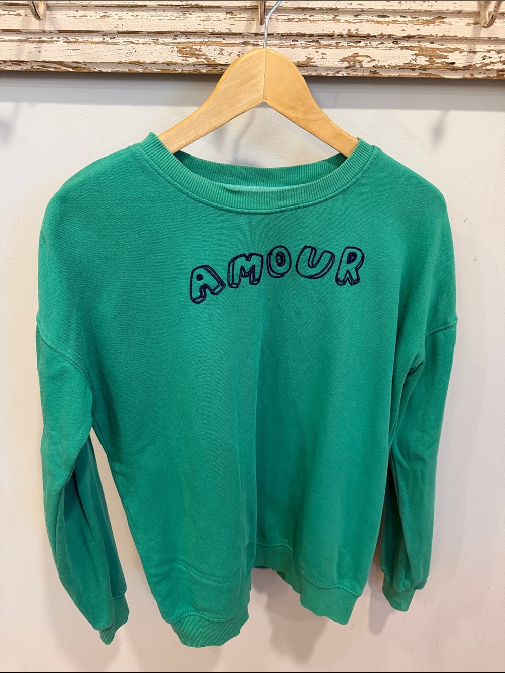 Sugarhill Brighton Green 'Amour' Graphic Crewneck Sweatshirt Size 4